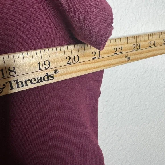 Garnet Hill Burgundy Short Sleeve Dress Size L Organic Cotton Silk Blend - Picture 7 of 8